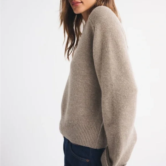 The A&F Madeline Crew Sweater in Light Brown - Picture 3 of 9